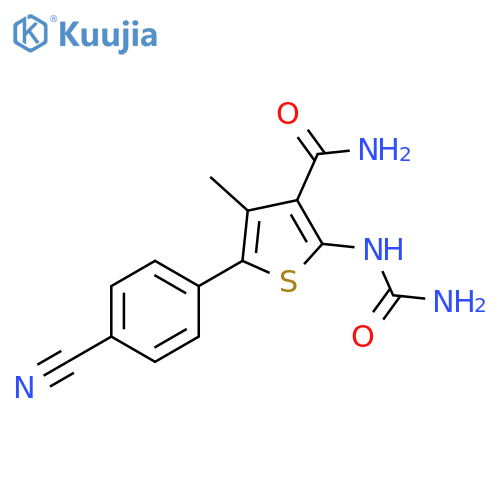 3-Thiophenecarboxamide,2-[(aminocarbonyl)amino]-5-(4-cyanophenyl)-4-methyl- structure
