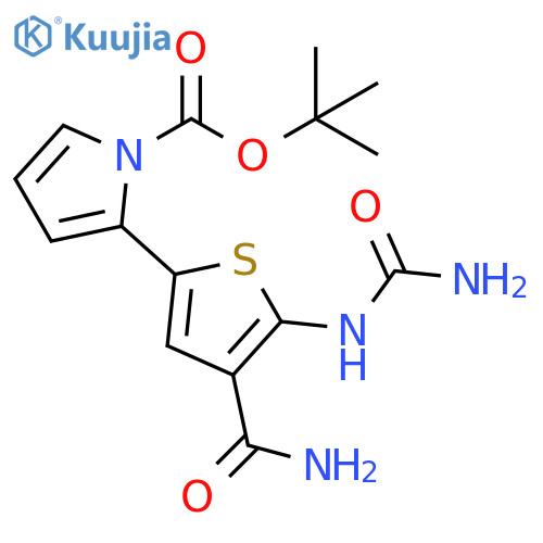 1H-Pyrrole-1-carboxylic acid,2-[4-(aminocarbonyl)-5-[(aminocarbonyl)amino]-2-thienyl]-,1,1-dimethylethyl ester structure