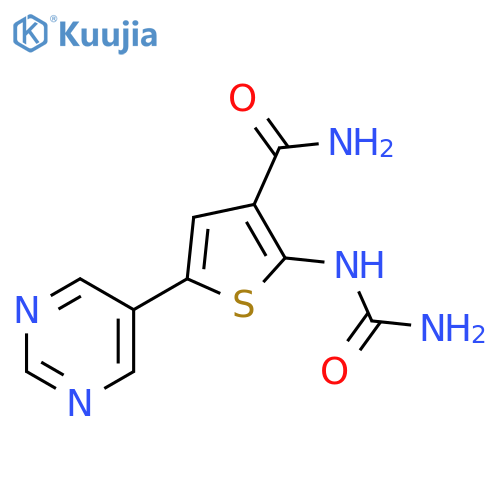 3-Thiophenecarboxamide, 2-[(aminocarbonyl)amino]-5-(5-pyrimidinyl)- structure