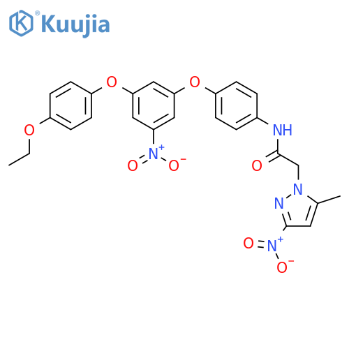 <br>N-{4-[3-(4-Ethoxy-phenoxy)-5-nitro-phenoxy]-phenyl}-2-(5-methyl-3-nitro-pyr azol-1-yl)-acetamide structure