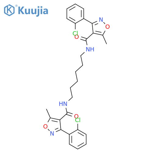 <br>N,N'-hexane-1,6-diylbis[3-(2-chlorophenyl)-5-methyl-1,2-oxazole-4-carboxami de] structure
