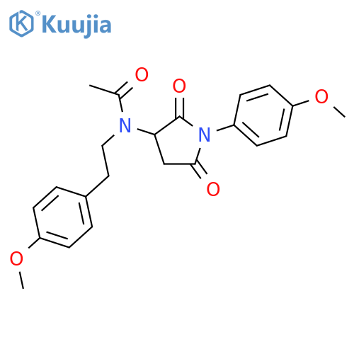<br>N-(4-methoxyphenethyl)-N-(1-(4-methoxyphenyl)-2,5-dioxopyrrolidin-3-yl)acet amide structure