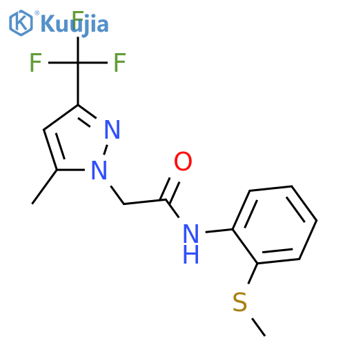 <br>2-(5-methyl-3-(trifluoromethyl)-1H-pyrazol-1-yl)-N-(2-(methylthio)phenyl)ac etamide structure