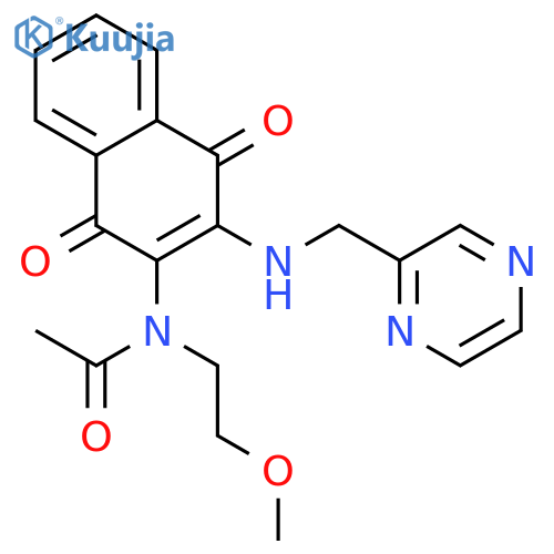 N-(1,4-Dioxo-3-(pyrazin-2-ylmethylamino)-1,4-dihydronaphthalen-2-yl)-N-(2-methoxyethyl)acetamide structure