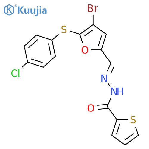<br>N'-((1E)-{4-bromo-5-[(4-chlorophenyl)thio]-2-furyl}methylene)thiophene-2-ca rbohydrazide structure