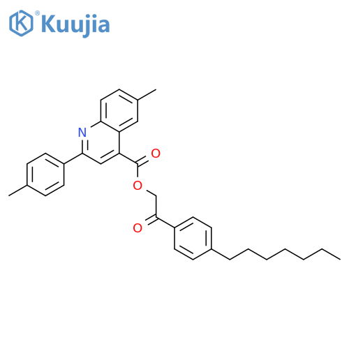 2-(4-Heptylphenyl)-2-oxoethyl 6-methyl-2-(p-tolyl)quinoline-4-carboxylate structure