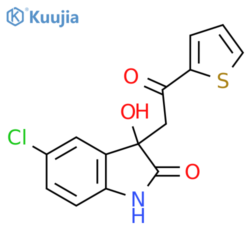 5-chloro-3-hydroxy-3-2-oxo-2-(thiophen-2-yl)ethyl-2,3-dihydro-1H-indol-2-one structure