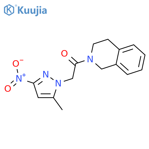 <br>1-(3,4-Dihydro-1H-isoquinolin-2-yl)-2-(5-methyl-3-nitro-pyrazol-1-yl)-ethan one structure