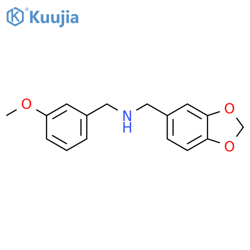 1-(1,3-benzodioxol-5-yl)-N-(3-methoxybenzyl)methanamine structure