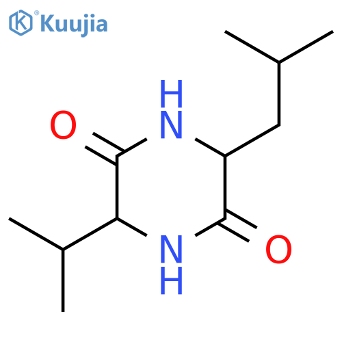(3S,6S)-3-(1-methylethyl)-6-(2-methylpropyl)piperazine-2,5-dione structure