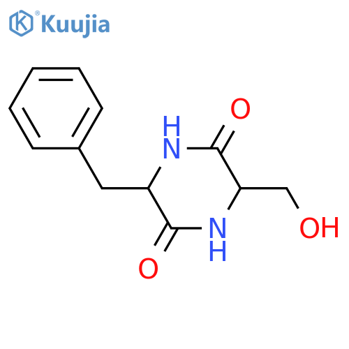 3-Benzyl-6-hydroxymethyl-2,5-piperazinedione; (3S,6R)-form structure