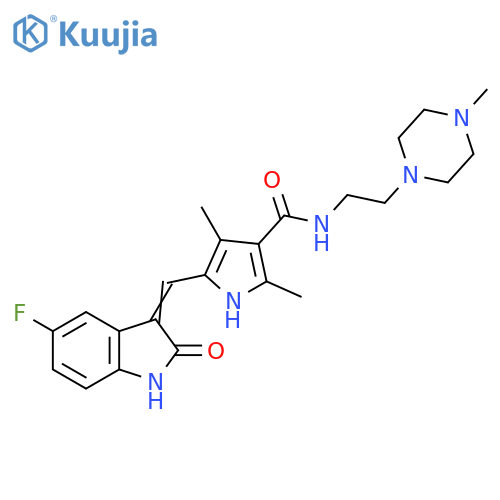 1H-Pyrrole-3-carboxamide,5-[(5-fluoro-1,2-dihydro-2-oxo-3H-indol-3-ylidene)methyl]-2,4-dimethyl-N-[2-(4-methyl-1-piperazinyl)ethyl]- structure