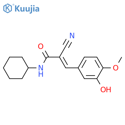 (E)-2-cyano-N-cyclohexyl-3-(3-hydroxy-4-methoxyphenyl)prop-2-enamide structure