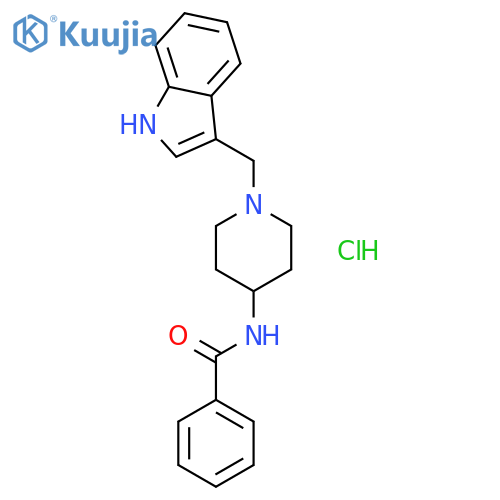 N-[1-(1H-indol-3-ylmethyl)piperidin-4-yl]benzamide hydrochloride (1:1) structure