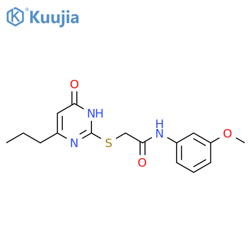 N-(3-methoxyphenyl)-2-(6-oxo-4-propyl-1,6-dihydropyrimidin-2-yl)sulfanylacetamide structure