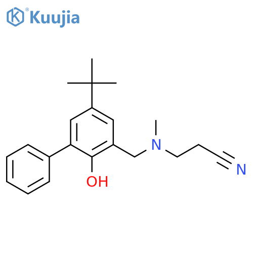 3-{[(5-tert-butyl-2-hydroxybiphenyl-3-yl)methyl](methyl)amino}propanenitrile structure