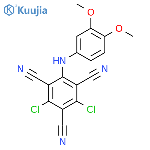 2,4-dichloro-6-[(3,4-dimethoxyphenyl)amino]benzene-1,3,5-tricarbonitrile structure