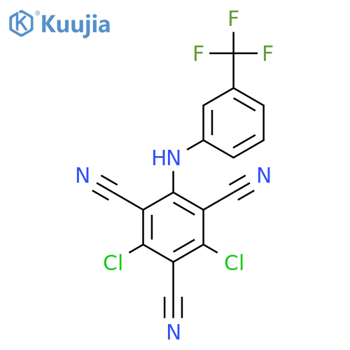2,4-dichloro-6-{[3-(trifluoromethyl)phenyl]amino}benzene-1,3,5-tricarbonitrile structure