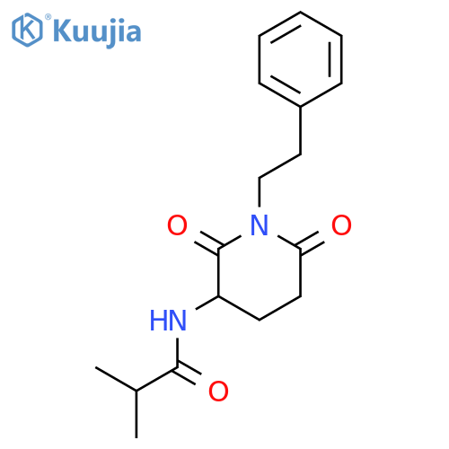 3-isobutyrylamino-1-phenethyl-piperidine-2,6-dione structure