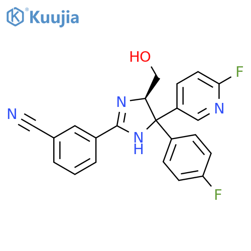 Benzonitrile,3-[(5R)-4-(4-fluorophenyl)-4-(6-fluoro-3-pyridinyl)-4,5-dihydro-5-(hydroxymethyl)-1H-imidazol-2-yl]- structure