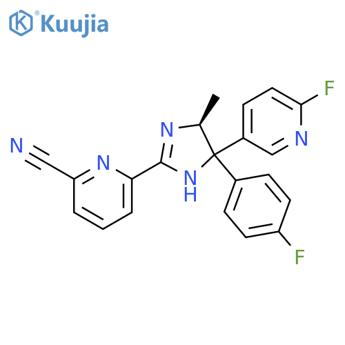 2-Pyridinecarbonitrile,6-[(5S)-4-(4-fluorophenyl)-4-(6-fluoro-3-pyridinyl)-4,5-dihydro-5-methyl-1H-imidazol-2-yl]- structure