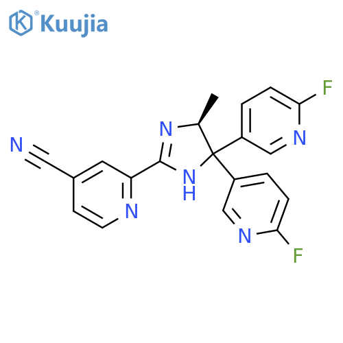 4-Pyridinecarbonitrile,2-[(5S)-4,4-bis(6-fluoro-3-pyridinyl)-4,5-dihydro-5-methyl-1H-imidazol-2-yl]- structure