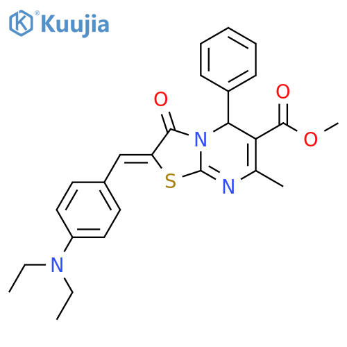 methyl (2E)-2-{4-(diethylamino)phenylmethylidene}-7-methyl-3-oxo-5-phenyl-2H,3H,5H-1,3thiazolo3,2-apyrimidine-6-carboxylate structure