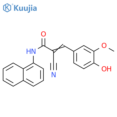 (E)-2-cyano-3-(4-hydroxy-3-methoxyphenyl)-N-naphthalen-1-ylprop-2-enamide structure