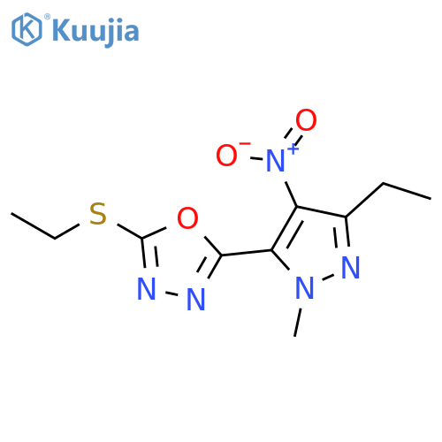 1,3,4-Oxadiazole,2-(3-ethyl-1-methyl-4-nitro-1H-pyrazol-5-yl)-5-(ethylthio)- structure