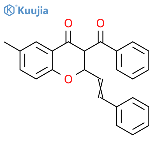4H-1-Benzopyran-4-one,3-benzoyl-2,3-dihydro-6-methyl-2-(2-phenylethenyl)- structure