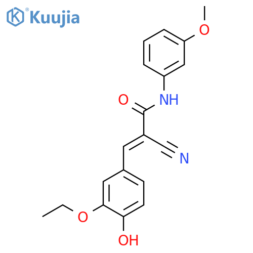 2-cyano-3-(3-ethoxy-4-hydroxyphenyl)-N-(3-methoxyphenyl)prop-2-enamide structure