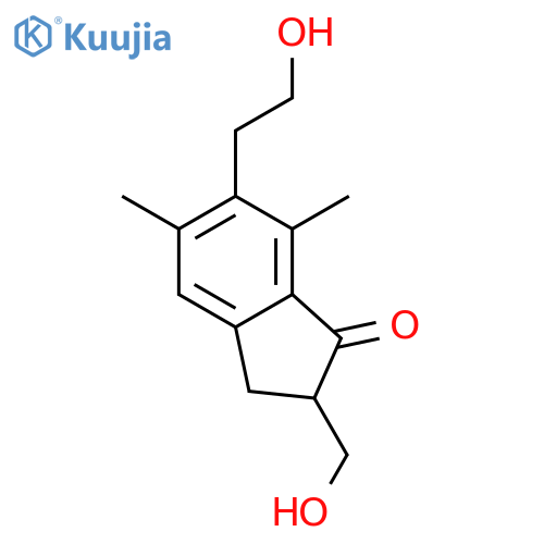 (2S)-6-(2-hydroxyethyl)-2-(hydroxymethyl)-5,7-dimethyl-2,3-dihydro-1H-inden-1-one structure