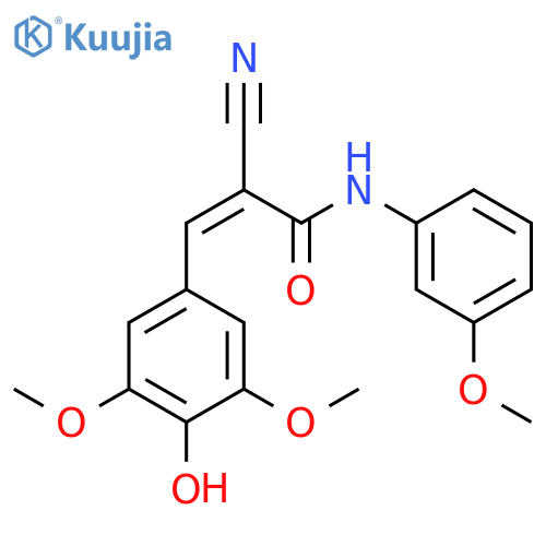 2-cyano-3-(4-hydroxy-3,5-dimethoxyphenyl)-N-(3-methoxyphenyl)prop-2-enamide structure