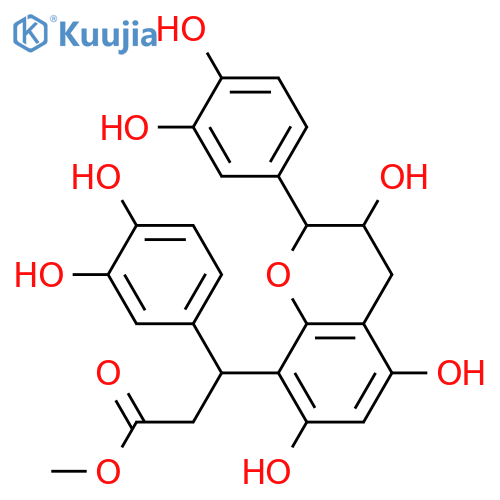 8-[1-(3,4-Dihydroxyphenyl)-2-(methoxycarbonyl)ethyl]-3,3',4',5,7-pentahydroxyflavan; (1''S,2R,3R)-form structure