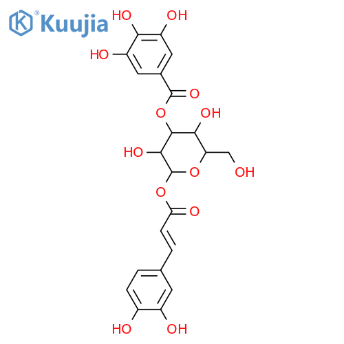 1-O-p-Coumaroylglucose; β-D-Pyranose-form, 3'-Hydroxy, 3-O-(3,4,5-trihydroxybenzoyl) structure