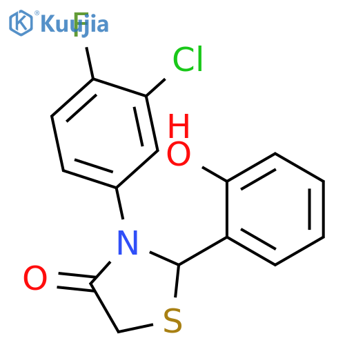 4-Thiazolidinone, 3-(3-chloro-4-fluorophenyl)-2-(2-hydroxyphenyl)- structure