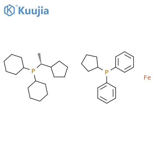 Ferrocene,1-[(1R)-1-(dicyclohexylphosphino)ethyl]-2-(diphenylphosphino)-, (2S)- structure