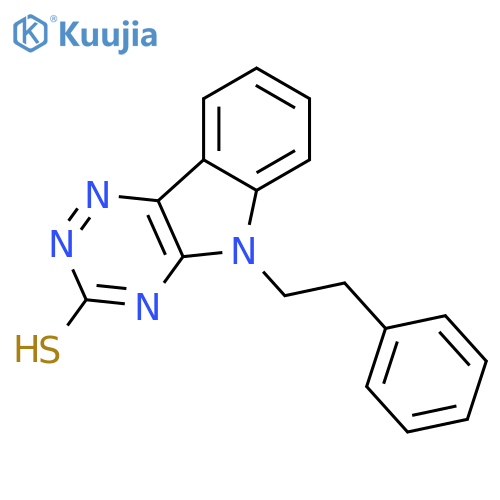 2,5-Dihydro-5-(2-phenylethyl)-3H-1,2,4-triazino[5,6-b]indole-3-thione structure
