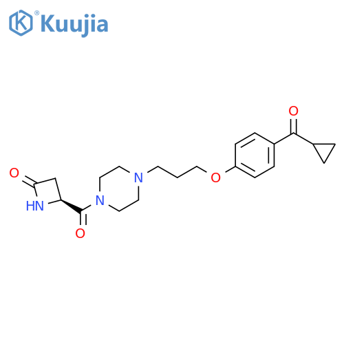 Piperazine,1-[3-[4-(cyclopropylcarbonyl)phenoxy]propyl]-4-[[(2S)-4-oxo-2-azetidinyl]carbonyl]- structure