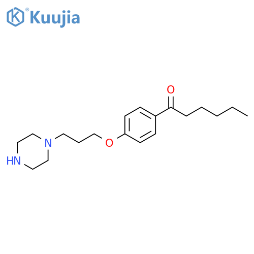 1-Hexanone, 1-[4-[3-(1-piperazinyl)propoxy]phenyl]- structure