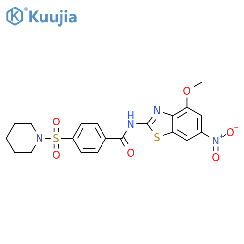 N-(4-methoxy-6-nitro-1,3-benzothiazol-2-yl)-4-(piperidine-1-sulfonyl)benzamide structure