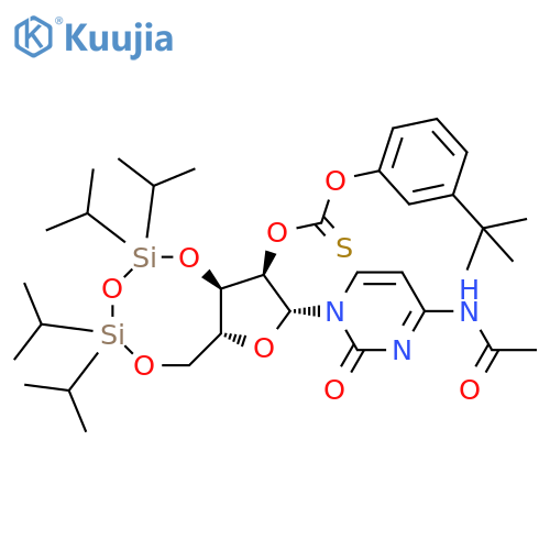 Cytidine, N-acetyl-3′,5′-O-[1,1,3,3-tetrakis(1-methylethyl)-1,3-disiloxanediyl]-, 2′-[O-[3-(1,1-dimethylethyl)phenyl] carbonothioate] structure