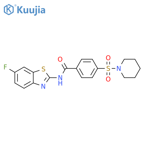 N-(6-fluoro-1,3-benzothiazol-2-yl)-4-(piperidine-1-sulfonyl)benzamide structure