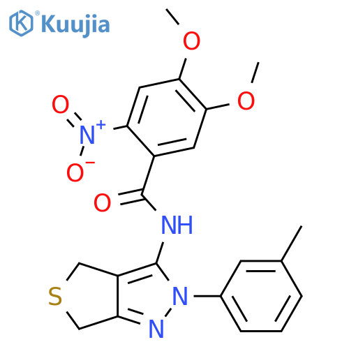 4,5-dimethoxy-N-2-(3-methylphenyl)-2H,4H,6H-thieno3,4-cpyrazol-3-yl-2-nitrobenzamide structure