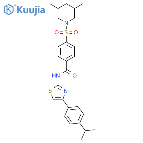 4-(3,5-dimethylpiperidin-1-yl)sulfonyl-N-{4-4-(propan-2-yl)phenyl-1,3-thiazol-2-yl}benzamide structure