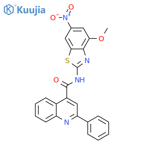 N-(4-methoxy-6-nitro-1,3-benzothiazol-2-yl)-2-phenylquinoline-4-carboxamide structure