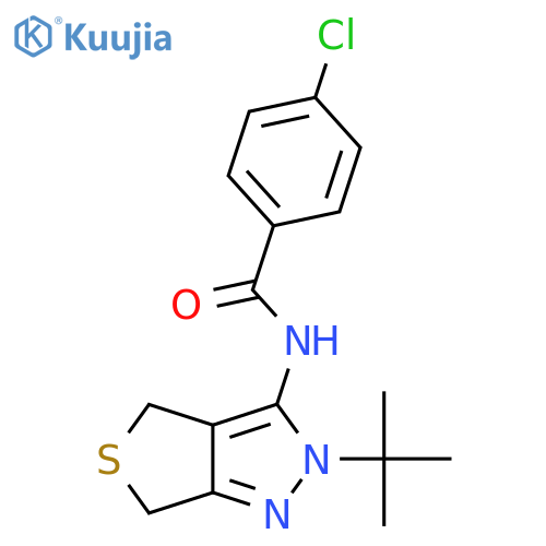 N-{2-tert-butyl-2H,4H,6H-thieno3,4-cpyrazol-3-yl}-4-chlorobenzamide structure
