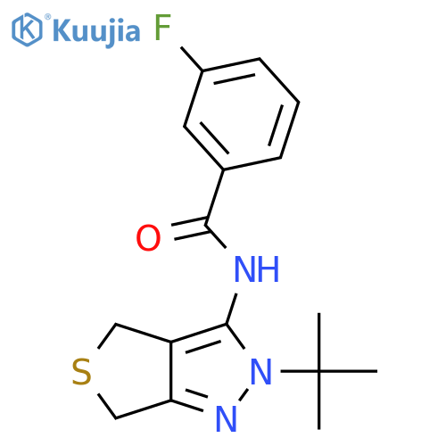 N-{2-tert-butyl-2H,4H,6H-thieno3,4-cpyrazol-3-yl}-3-fluorobenzamide structure