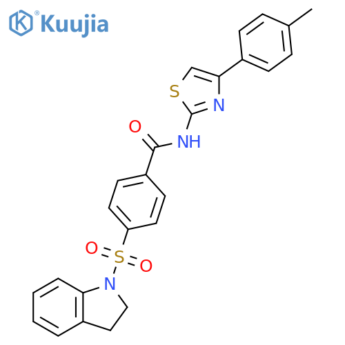 4-(2,3-dihydro-1H-indole-1-sulfonyl)-N-[4-(4-methylphenyl)-1,3-thiazol-2-yl]benzamide structure