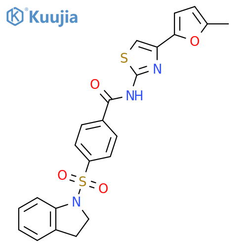 4-(2,3-dihydro-1H-indole-1-sulfonyl)-N-4-(5-methylfuran-2-yl)-1,3-thiazol-2-ylbenzamide structure
